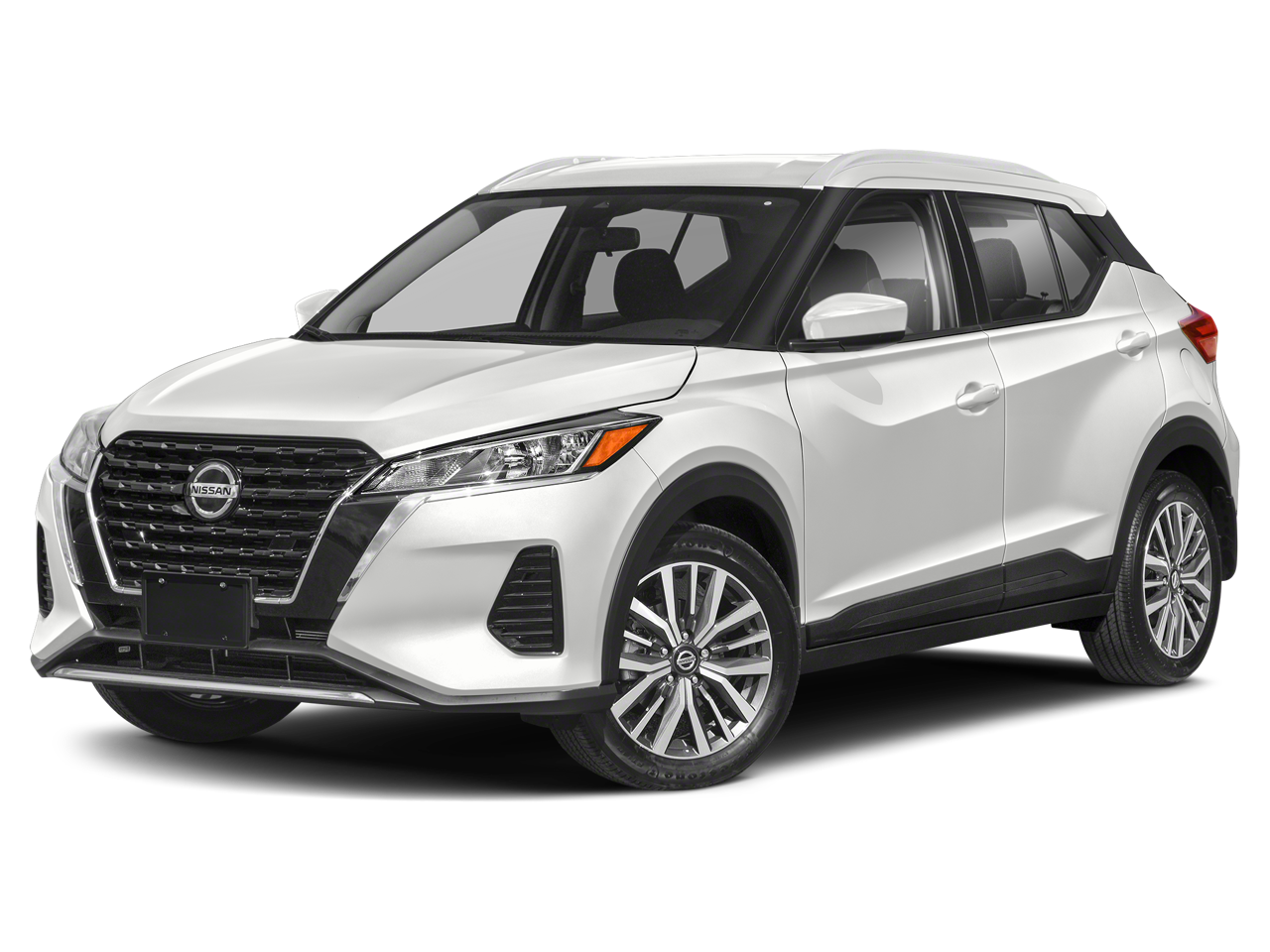 2021 Nissan Kicks SV in Aspen White Pearl — front three-quarter view