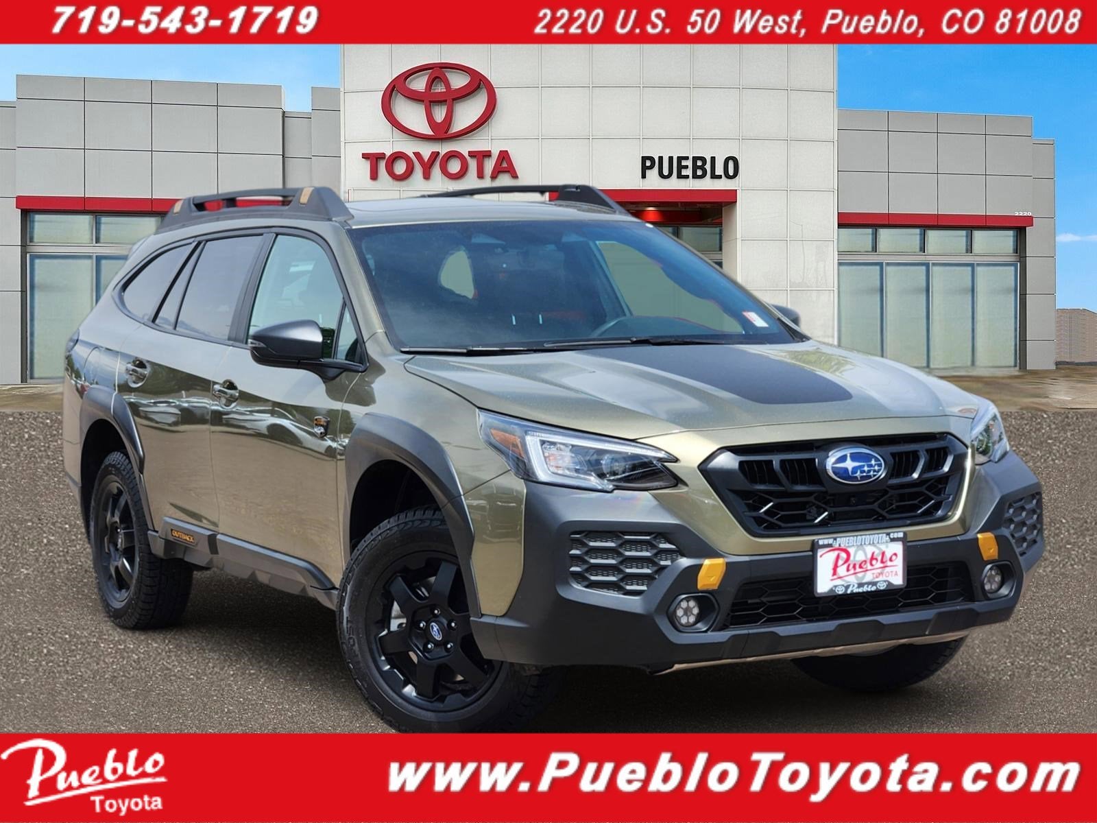 2025 Subaru Outback Wilderness in Autumn Green Metallic — front three-quarter view