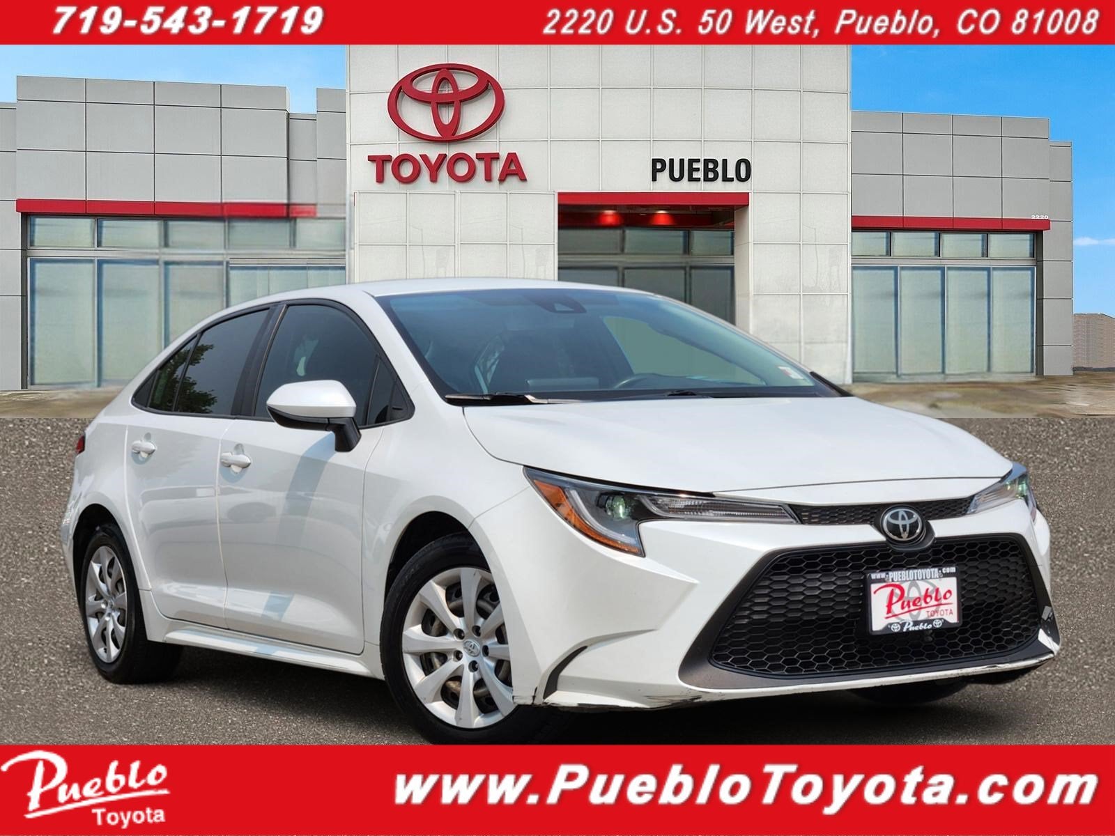 2022 Toyota Corolla LE in White — front three-quarter view